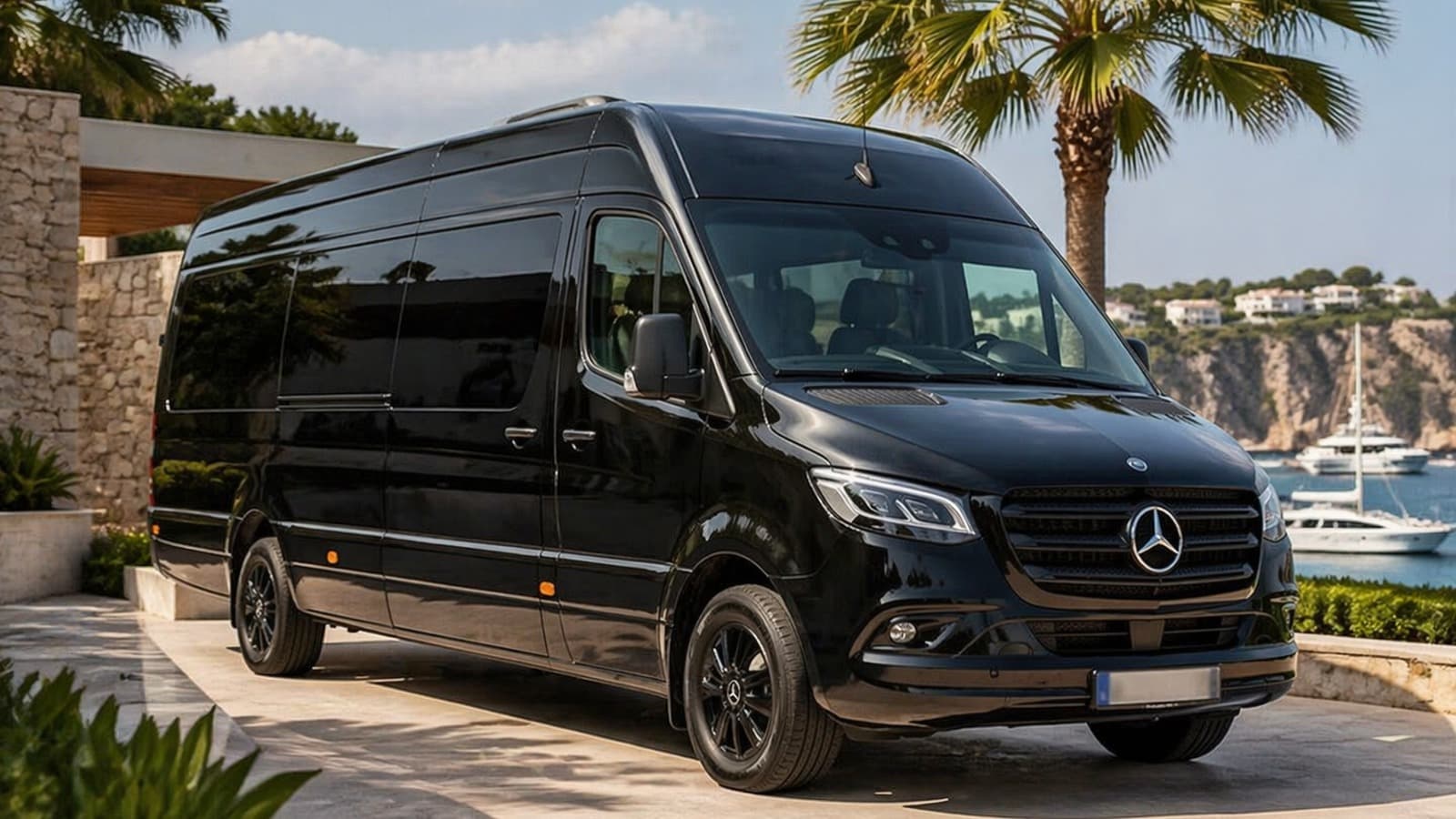 Large private group transfer vehicle with chauffeur