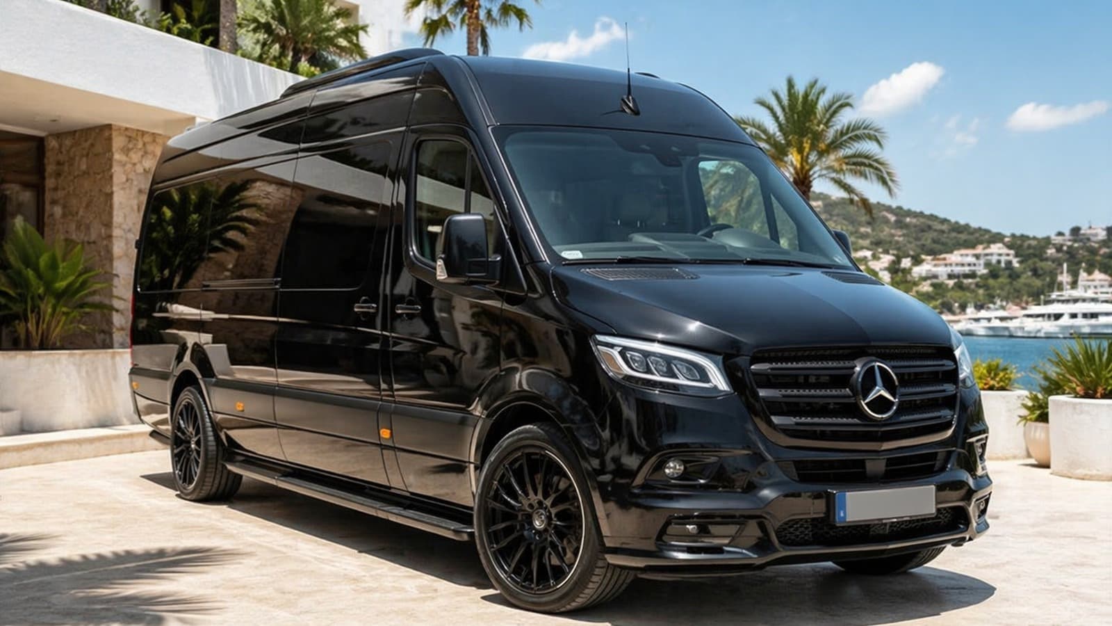 Premium private group shuttle on an Ibiza arrival drive